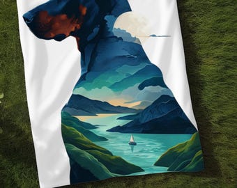 Doberman Blanket, Dog Blanket, Pet lover, Gift for her, gift for him, Sherpa Fleece Blanket
