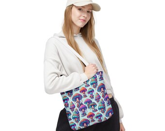 Mushroom Tote bag, Psychedelic Bag, Whimsical Mushroom Bag, Gift for her, gift for him, Tote Bag (AOP)