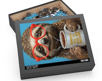 Sloth Puzzle, Funny Jigsaw Puzzle, Cute Animal Game, Lazy Sloth Toy, Relaxing Activity, Whimsical Puzzle Gift
