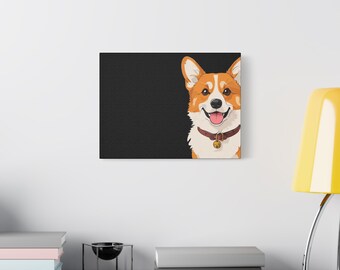 Corgi Canvas, Dog Lover Art, Cute Animal Wall Decor, Pet Owner Gift, Home Office Decoration, Nursery Wall Hanging