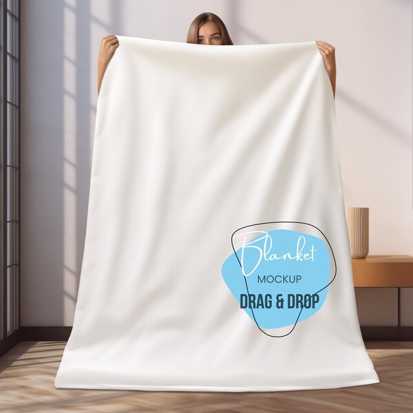 Blanket Mockup, Canva Drag and Drop, Light and dark versions PNG, Mock up, Transparent Blank  Mock- up, Velveteen Plush Minky Fleece Blanket