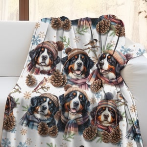 Bernese Mountain Dog Blanket for Berner Lover Gift Soft Velveteen Blanket Lightweight but Warm and Cozy Blanket for Dog Gift Throw Blanket