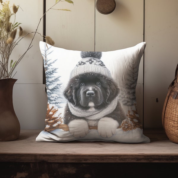 Newfoundland Puppies Pillow for Newfie Lover Soft Faux Suede Pillow Double Sided Print Perfect Gift for Newfie Home decoration Landseer Newf