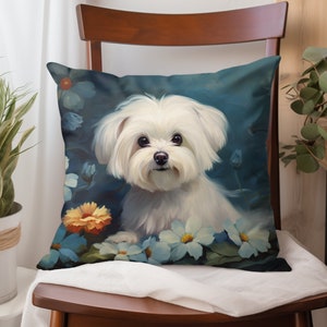 Maltese Pillow for Maltese Lover Gift Soft Faux Suede Pillow Double Sided Print Perfect for a Maltese Home gift decoration Malti Mama