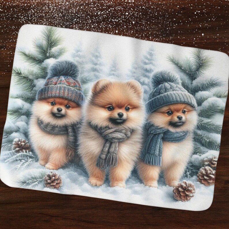 Dog Pomeranian Pattern Print Blanket