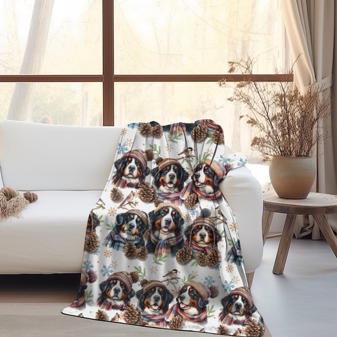Bernese Mountain Dog Blanket for Berner Lover Gift Soft Velveteen Blanket Lightweight but Warm