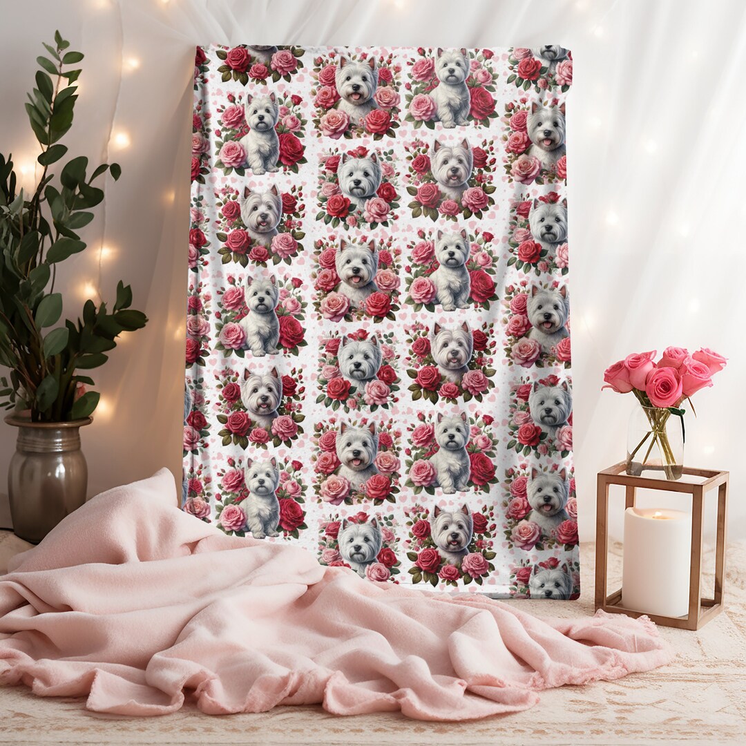 Westie Valentine Roses Blanket Soft Lightweight Blanket Warm and Cozy