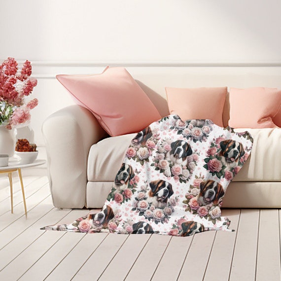Saint Bernard Valentine Roses Blanket Soft Lightweight Blanket Warm and Cozy Velveteen Minky Blanket or Throw for Saint Bernard Mom Gift Etsy Canada