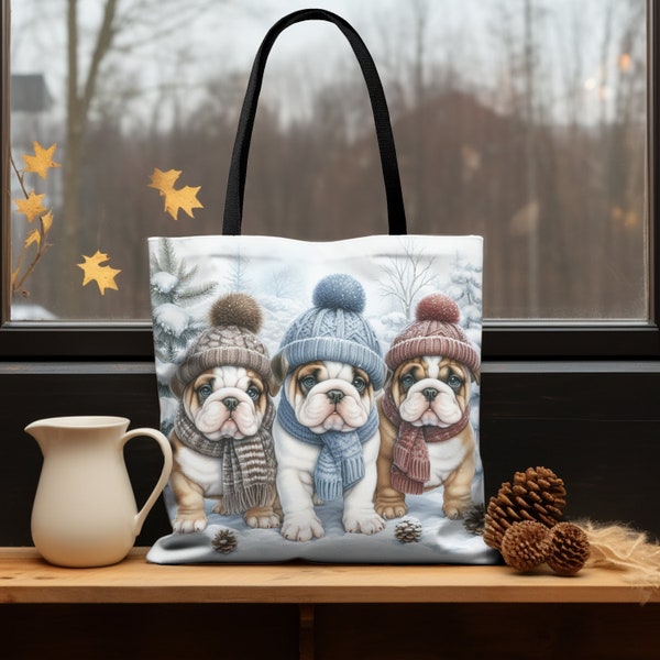 Sac fourre-tout bouledogue anglais pour les amoureux des chiens fourre-tout hiver bouledogue cadeau pour sac fourre-tout maman bouledogue fourre-tout sac de courses sac cadeau bouledogue