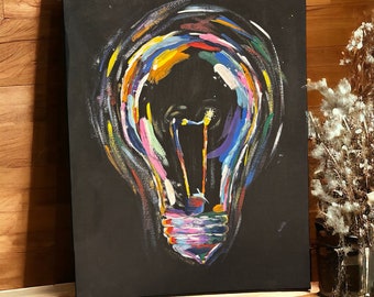 Licht aan het einde van het donkere acrylschilderij