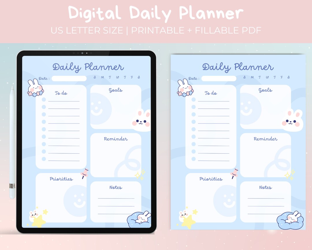 Digital Daily Planner Kawaii Goodnotes Kawaii Daily Planner - Etsy