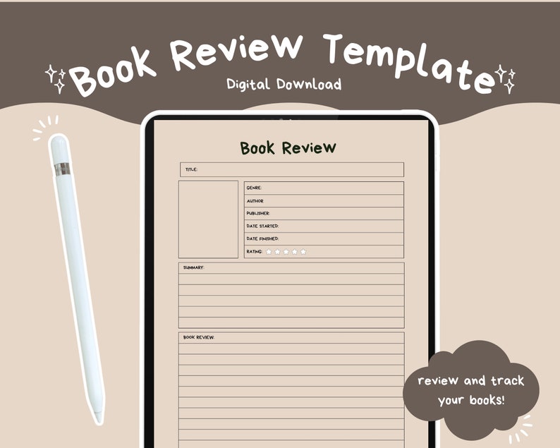 Book Review Digital Template, Book Review Tracker, Book Review Template Book Review Digital Template, Book Review Tracker, Book Review Template