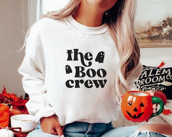 Boo Crew Halloween Sweatshirt | Ghost Shirts | Cute Halloween | Women's Halloween | Funny Halloween | Halloween T-Shirt | Spooky Halloween