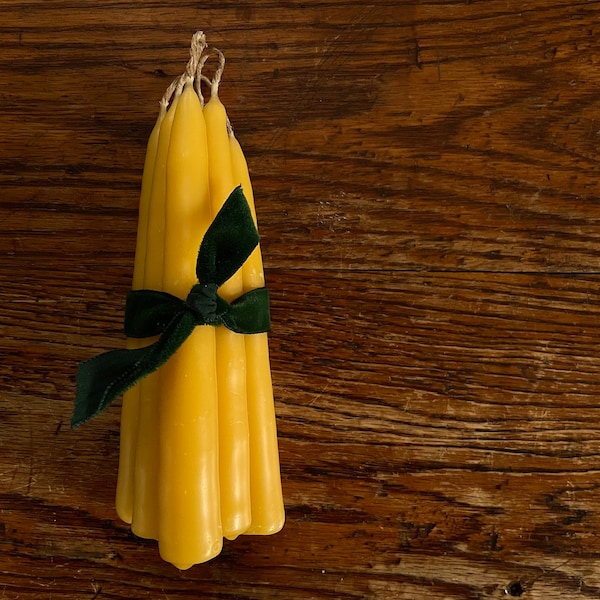 Bundle of Hand-Dipped Beeswax Taper Candles