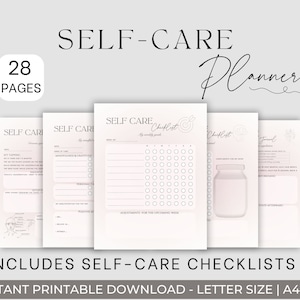 Self Care Planner Printable, Self Care Checklist, Self Care Worksheet, Self Love Journal, Mental Health Worksheet, Self Care Journal Tracker