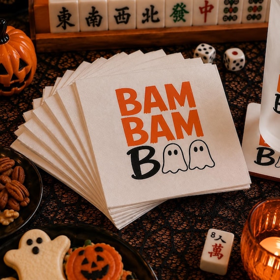 Halloween Mahjong Napkins, Mahjong Party Decor, Funny Mahjong Gift, Game Night Cocktail Napkins, 50 pack – Bam Bam Boo