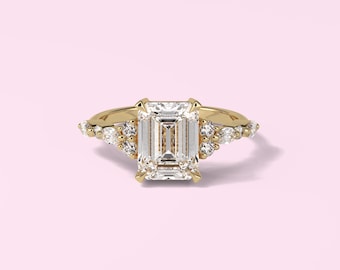 Diamond ring, Engagement ring, Wedding ring, diamond ring, Gold diamond ring,  Emerald diamond ring , Lab grown diamond ring.