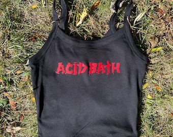 Acid Bath Heavy Sludge Doom Metal Logo Cropped Tank Top | Handmade Band-Inspired Shirt