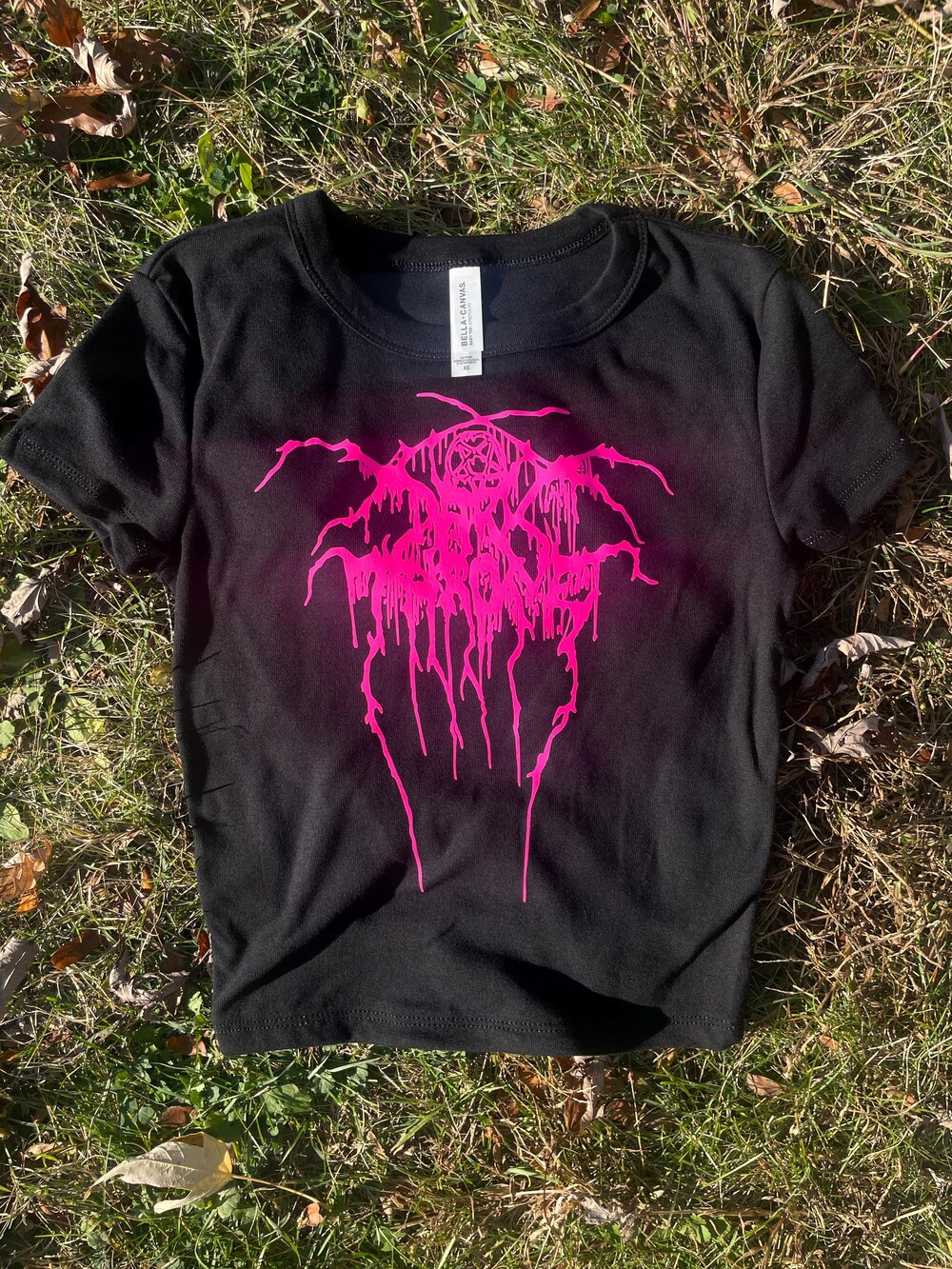 Darkthrone | Black Metal | Death Metal | Handmade Black Cropped Metal Logo Baby Tee | Custom Band-Inspired Shirt Tshirtvibes