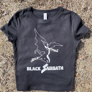 Black Sabbath Heavy Metal Logo Cropped T-shirt | Handmade Band-Inspired Shirt image 1