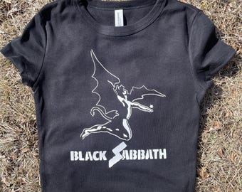 Black Sabbath Heavy Metal Logo Cropped T-shirt | Handmade Band-Inspired Shirt