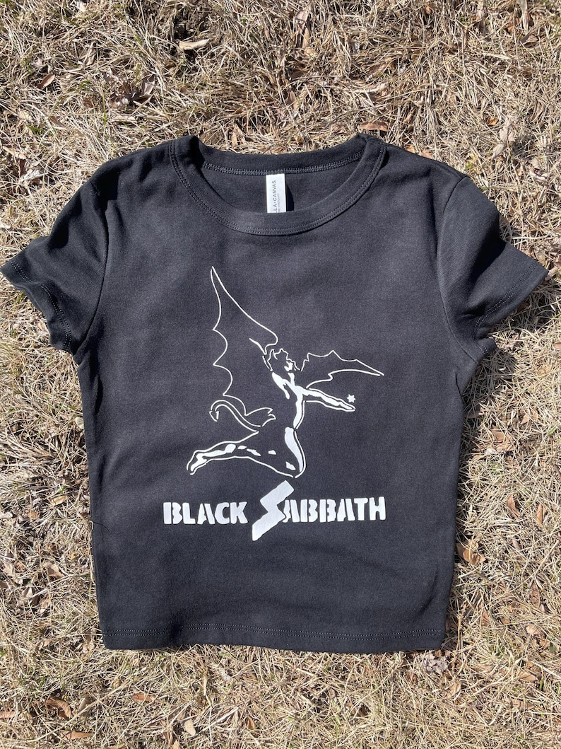 Black Sabbath Heavy Metal Logo Cropped T-shirt | Handmade Band-Inspired Shirt image 1