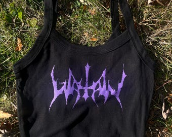 Watain Black Metal-logotyp Croppad Linne | Handgjord Bandinspirerad T-shirt