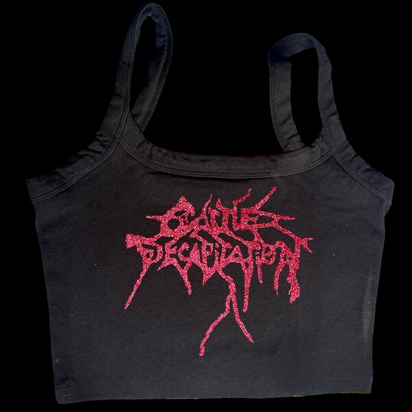 Humanure | Death Metal | Grindcore | Handmade Black Cropped Metal Logo Tank Top | Custom Band-inspired Shirt