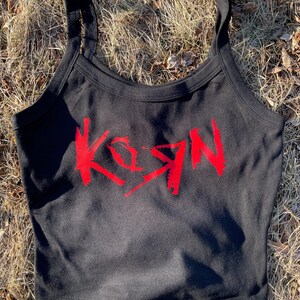Korn Nu Metal Logo Cropped Tank Top | Handmade Band-inspired Shirt