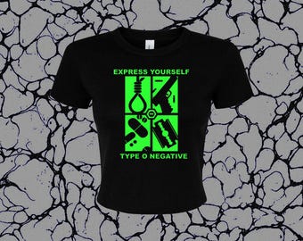 Type O Negative Cropped T-Shirt | Gothic Metal Band Tee, Custom Colors