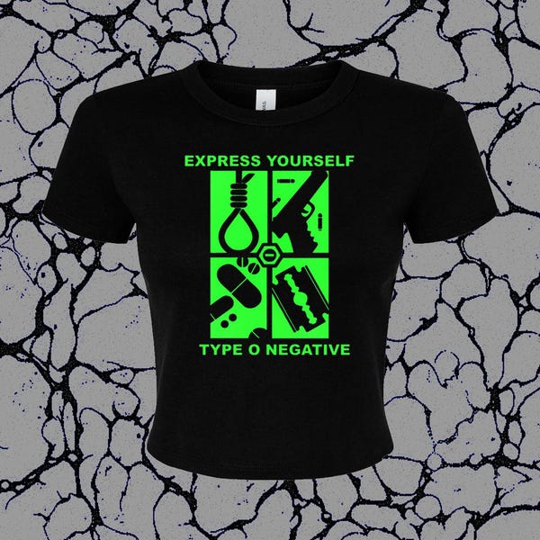 Type O Negative Cropped T-Shirt | Gothic Metal Band Tee, Custom Colors