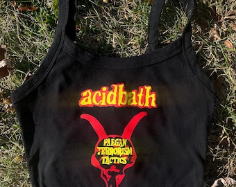 Acid Bath Logo Cropped Tank Top | Recycled Cotton, Handmade