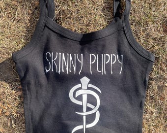 Skinny Puppy Industrial Metal EBM Logo Cropped Tank Top | Handmade Band-Inspired Shirt