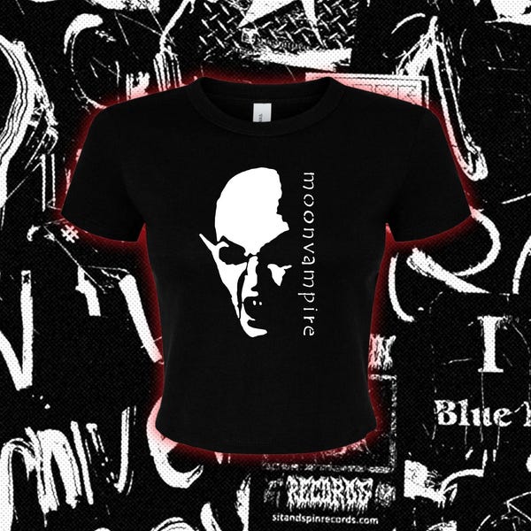 Moonvampire Nosferatu Baby Tee - Handmade Gothic Crop Top - Vampire Darkwave Graphic Shirt