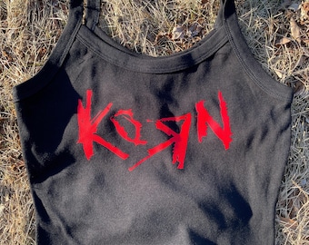 Camiseta corta sin mangas con logo de KoRn Nu Metal / Camiseta hecha a mano inspirada en la banda
