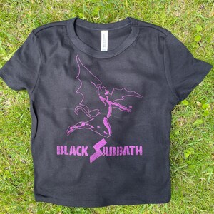 Black Sabbath Heavy Metal Logo Cropped T-shirt | Handmade Band-Inspired Shirt image 2