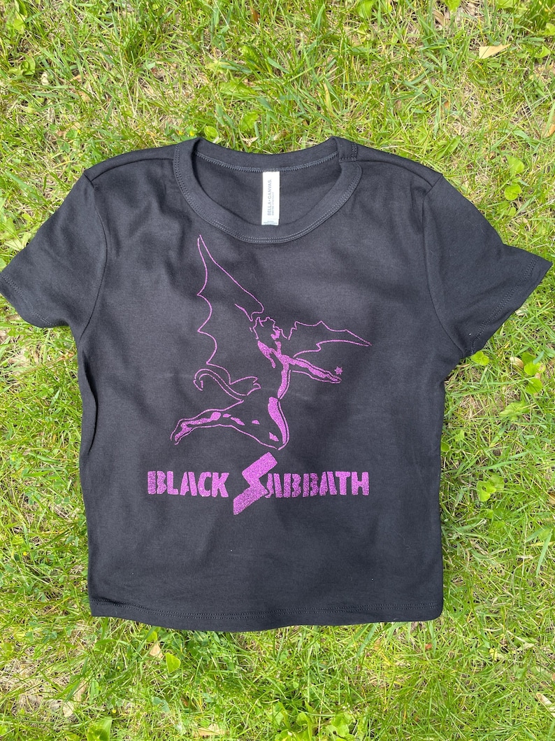 Black Sabbath Heavy Metal Logo Cropped T-shirt | Handmade Band-Inspired Shirt image 2