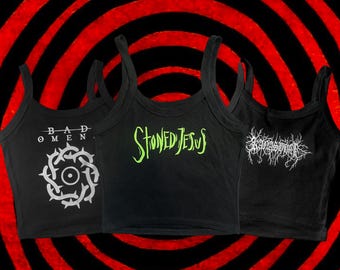Camiseta sin mangas con logo de banda personalizada / Camiseta alternativa para festivales / Conjunto para conciertos / Opciones de brillo y color