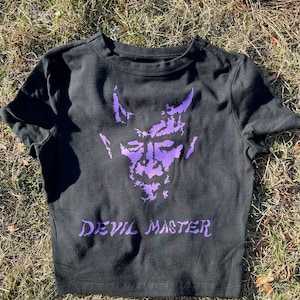 Devil Master Black Metal Punk Cropped Tee | Handmade Band-Inspired Logo T-shirt | Custom Alternative Shirt