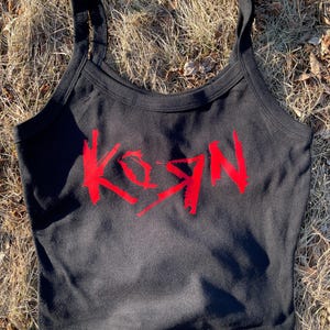 KoRn Nu Metal Logo Cropped Tank Top | Handmade Band-Inspired Shirt