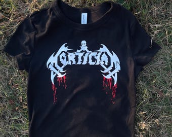 Mortician | Death Metal | Handgjord svart kort babytröja | Anpassad bandinspirerad tröja
