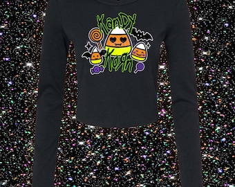 Kandy Korn Halloween Long Sleeve Crop Top – Nu Metal Parody Tee