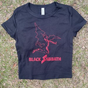 Black Sabbath Heavy Metal Logo Cropped T-shirt | Handmade Band-Inspired Shirt image 3