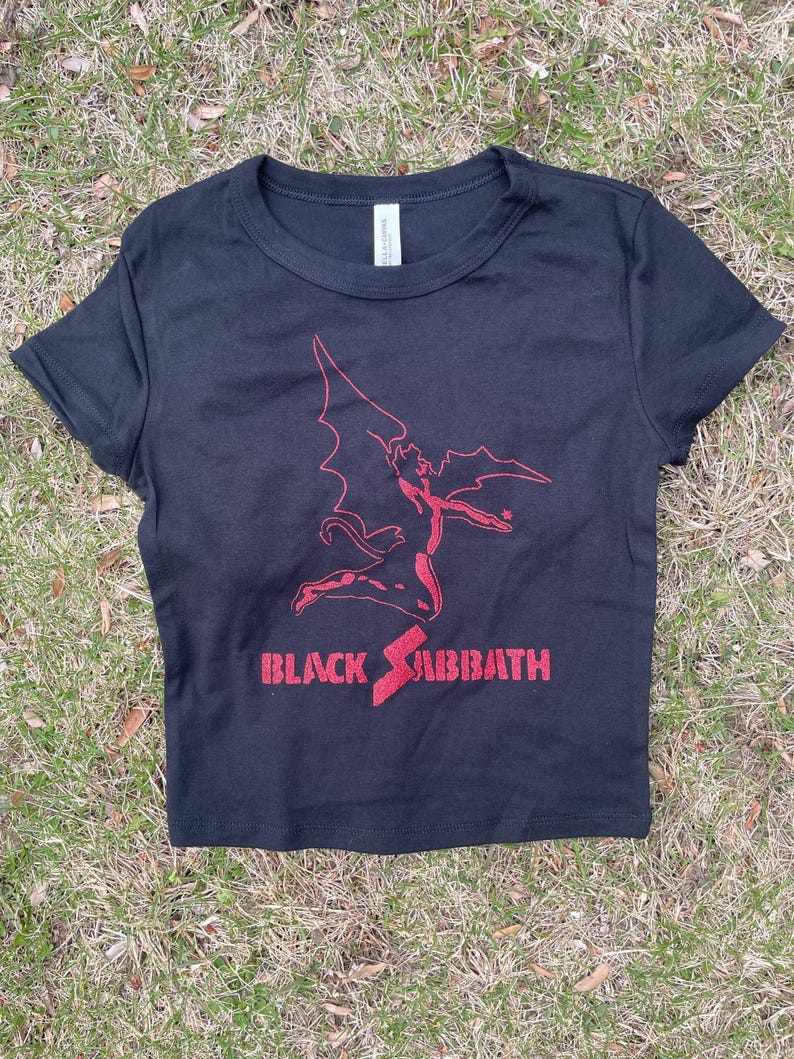 Black Sabbath Heavy Metal Logo Cropped T-shirt | Handmade Band-Inspired Shirt image 3