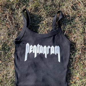Pentagram Heavy Metal Cropped Tank Top | Handmade Doom Metal Logo T-shirt | Custom Band-Inspired Shirt