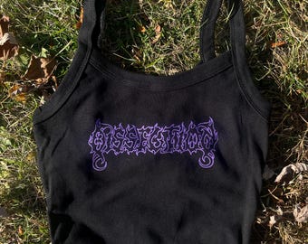 Dissection Black Death Metal-logotyp Croppad linne | Handgjord bandinspirerad skjorta