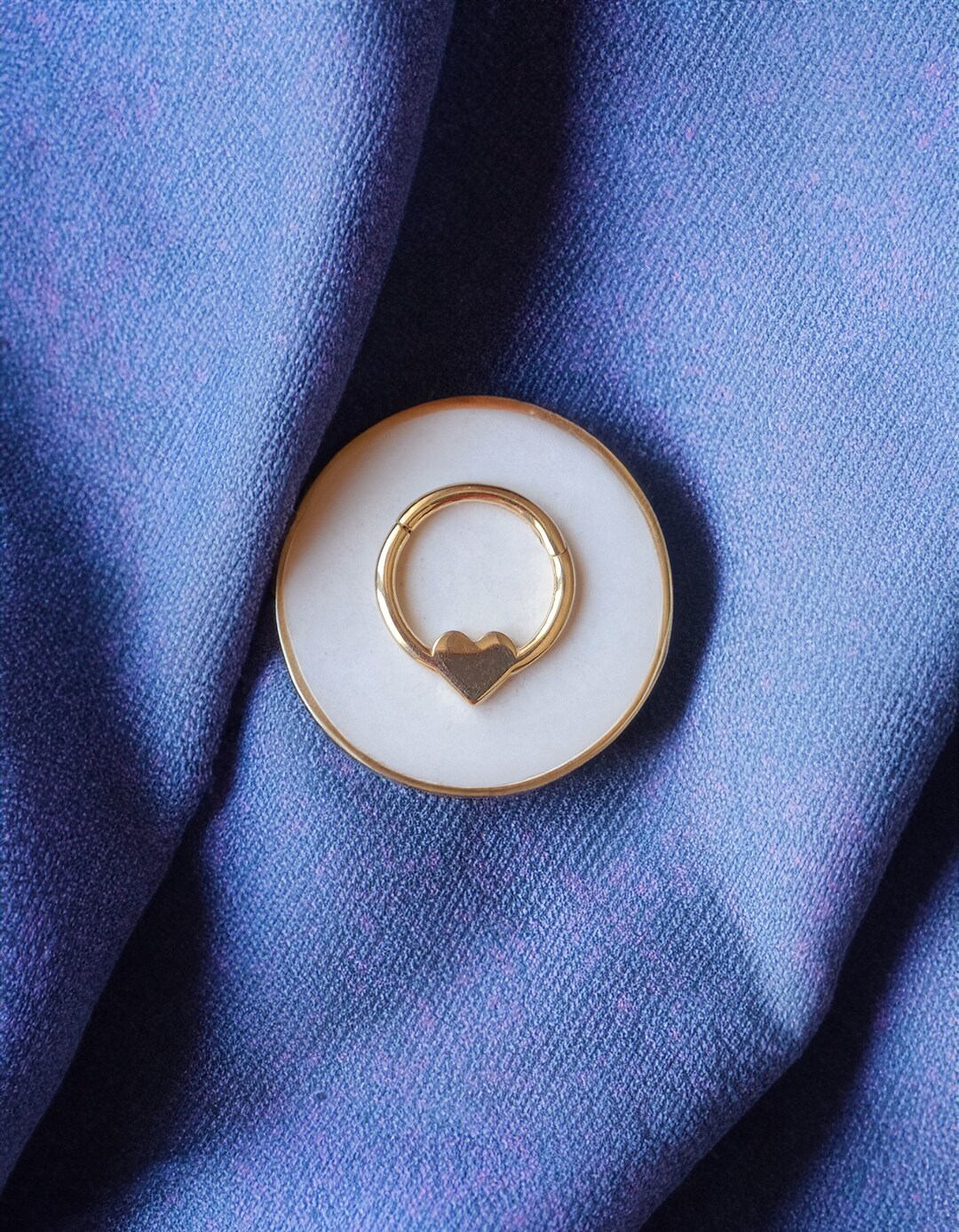 14K Solid Gold Heart Hoop Piercing 14K Solid Yellow Gold Etsy