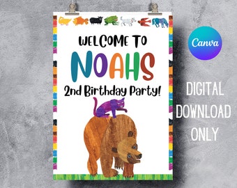 Brown Bear Brown Bear Birthday Welcome Sign | Party Decorations