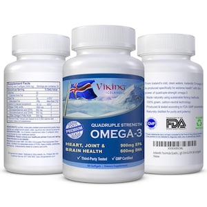 Viking Icelandic Omega 3 | Wild-Caught Fish Oil | 90 Softgels | Non-GMO | USA Made Supplement