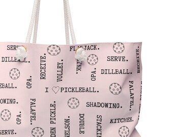 Pickleball Lingo Light Pink Weekender Tote Bag Gift for Team Coach Gym Bag